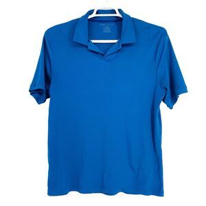 PERRY ELLIS Polo Shirt Men's Large Blue Short‎ Sleeve Wicking